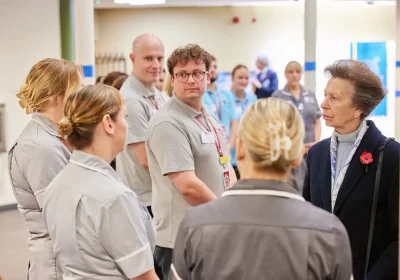 The Princess Royal with student nurses and educators at Bridgwater & Taunton College