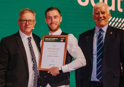 Mel Brook, Bloor Homes Site Manager from the South West, receives a Seal of Excellence Award from the NHBC