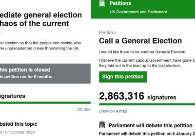 Petitions calling for a general election - from 2022, left, and this year