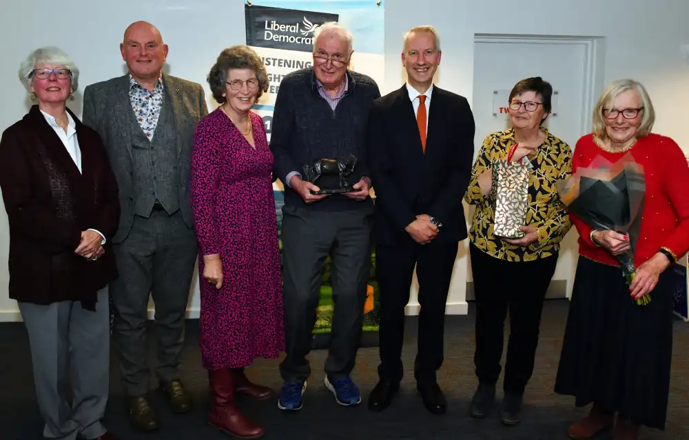 Jefferson Horsley, centre, flanked by MPs and other party stalwarts - including some standing down