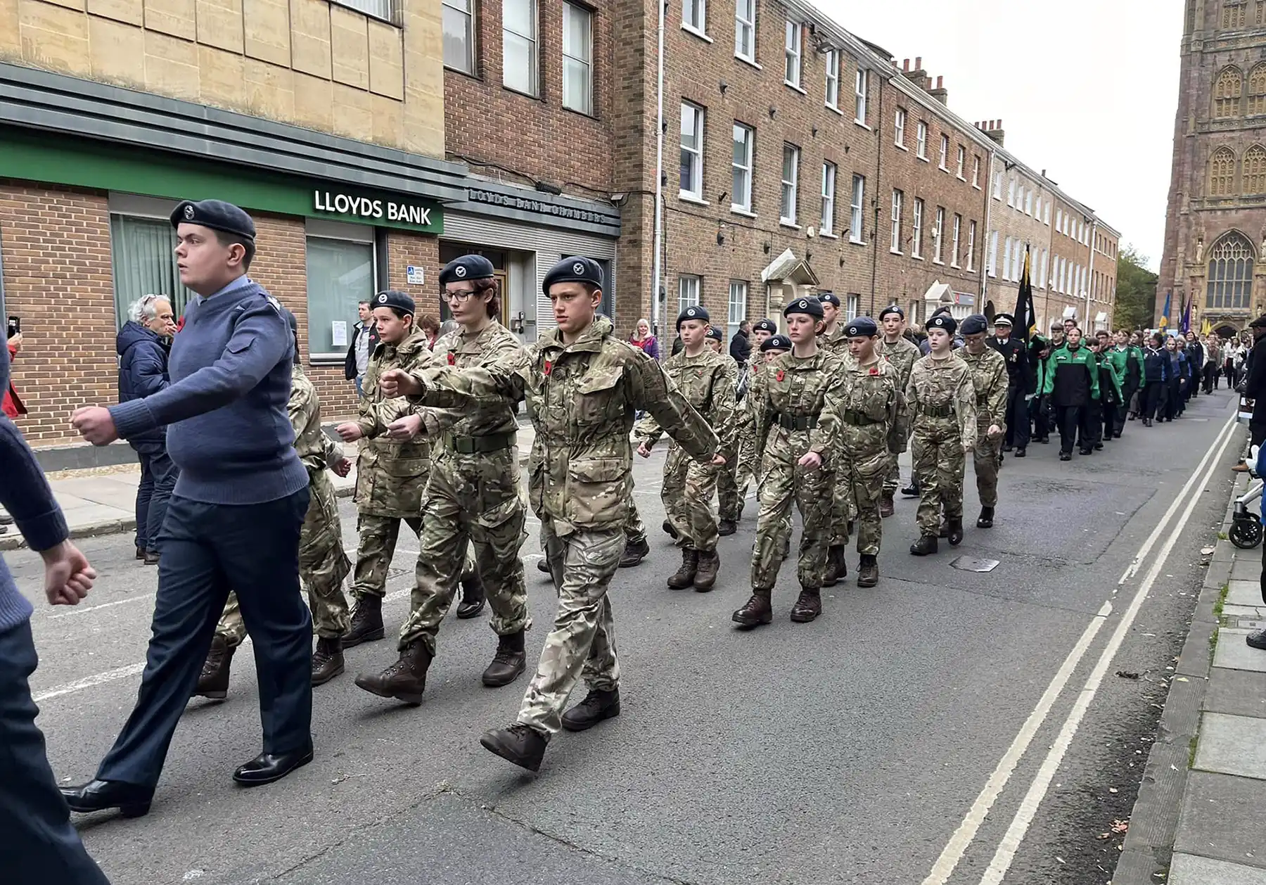 Cadets in Taunton during the Remembrance parade