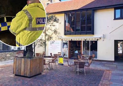 The incident unfolded in a courtyard at the Orchard Centre, in Taunton, with the Little Italy restaurant attacked