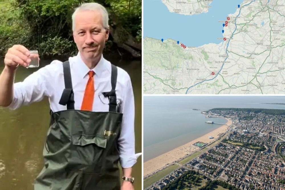 Taunton & Wellington MP Gideon Amos, left, responded to the EA map, top right, which ranked Weston waters, bottom right, as poor