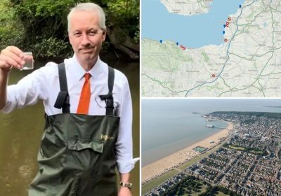 Taunton & Wellington MP Gideon Amos, left, responded to the EA map, top right, which ranked Weston waters, bottom right, as poor