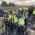 Cllr Wilkins opens the new route alongside Bridgwater school children and other representatives. Picture: Somerset Council