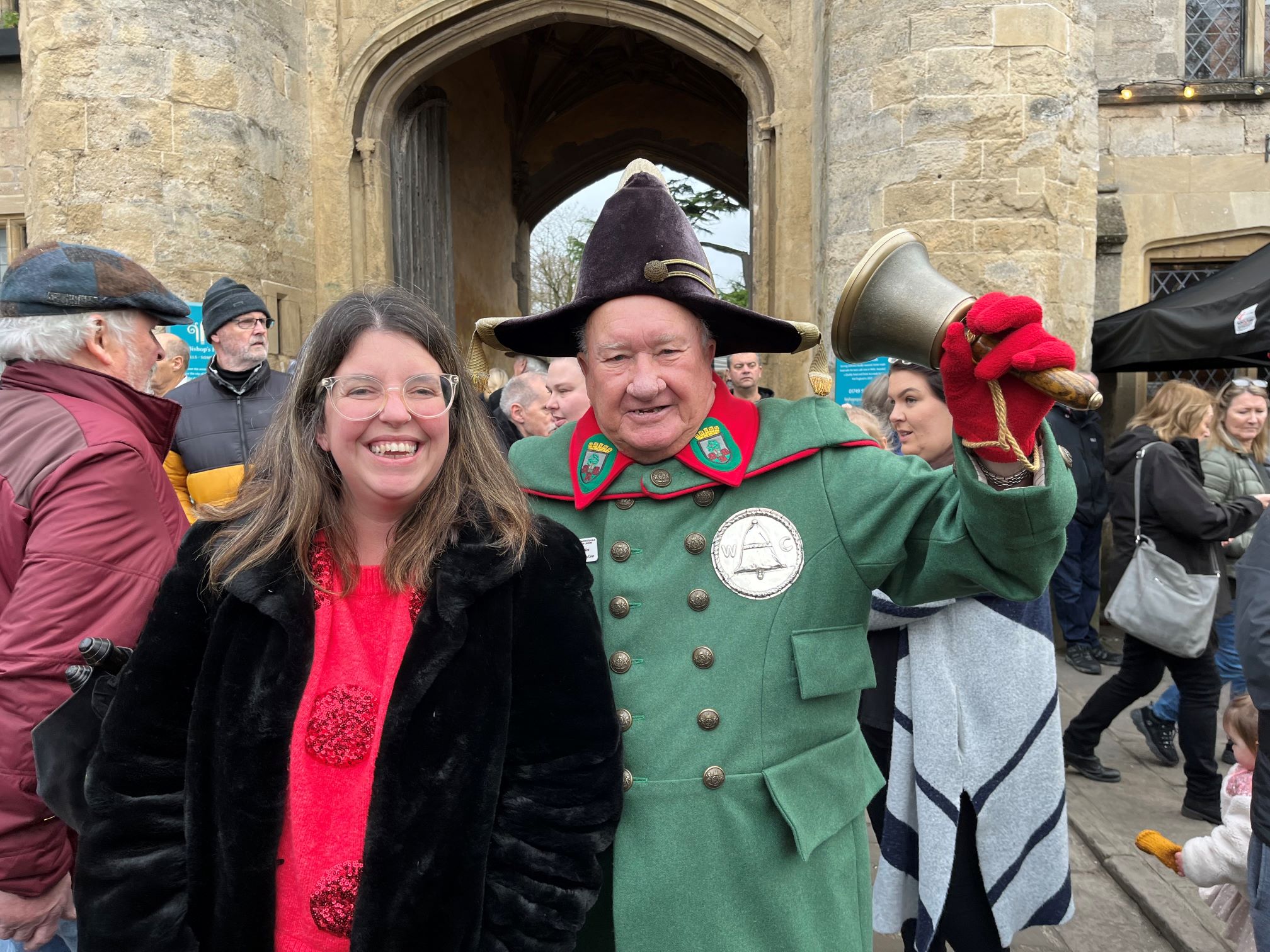 Cllr Federica Smith-Roberts and Wells Town Crier, Len Sweales will officially open the market Picture: Somerset Council 