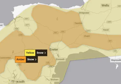 The amber weather warning covers parts of Somerset. Picture: Met Office