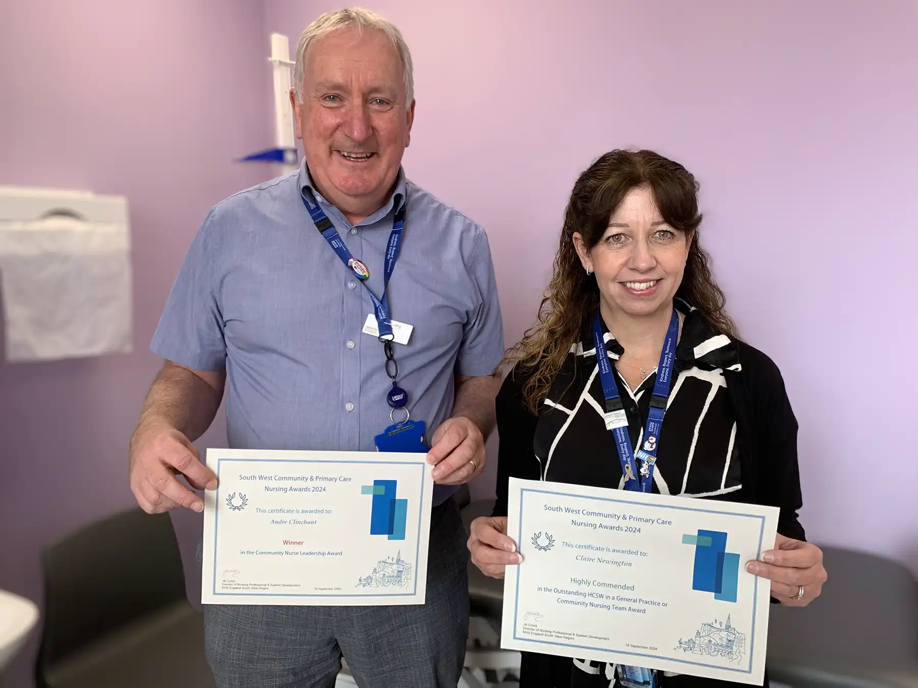 Andre Clinchant - children's community and specialist nursing team manager, and Clare Newington - senior healthcare assistant