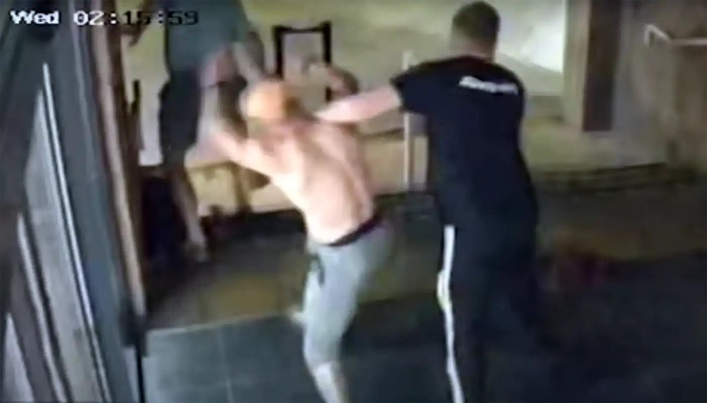 Joseph Dix, right, and Macauley Ruddock, left, were shown chasing down Andrew on CCTV. Picture: South Wales Police