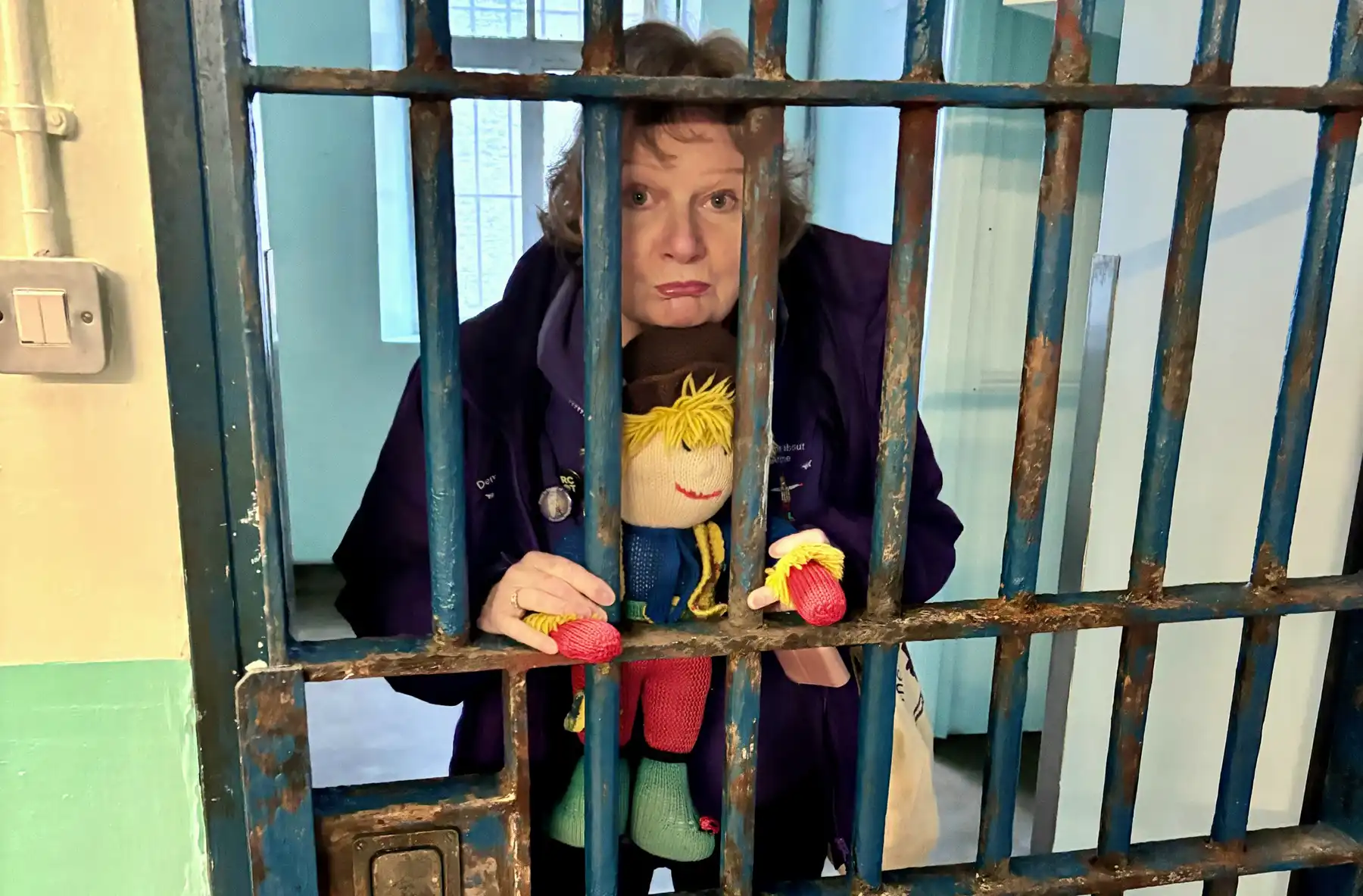 Reminiscence Learning CEO Fiona Mahoney behind bars at Shepton Mallet Prison