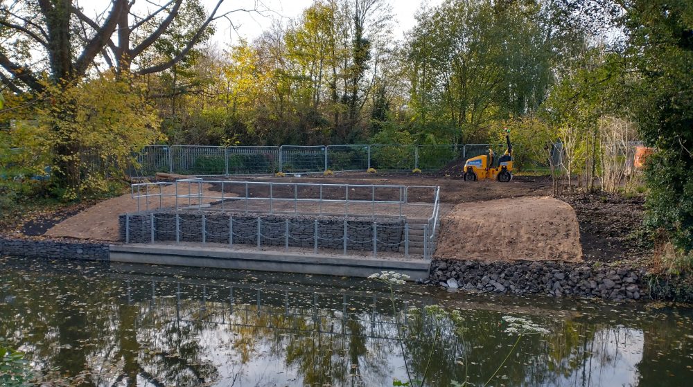 The platform during construction, which the EA said will eventually blend into the landscape Picture: Richard Chisnall
