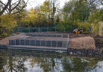 The platform during construction, which the EA said will eventually blend into the landscape Picture: Richard Chisnall
