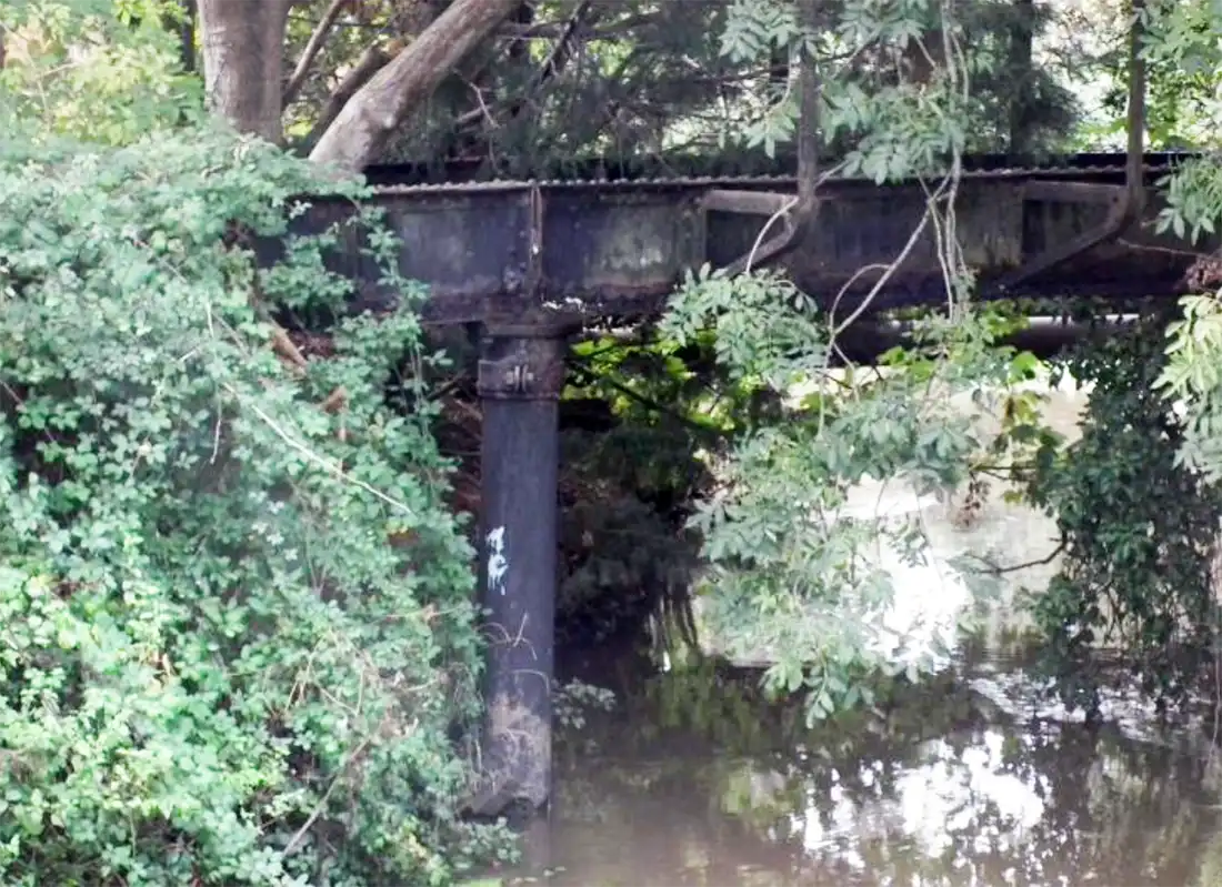 A King’s Drain steel railway bridge in Portishead, built in 1905 for the Weston, Clevedon, and Portishead Light Railway