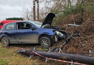 The scene following a collision in Pucklechurch on 14 December, in which a 17-year-old boy was arrested Picture: Avon and Somerset Police