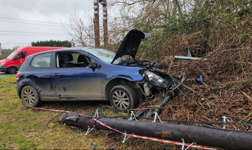 The scene following a collision in Pucklechurch on 14 December, in which a 17-year-old boy was arrested Picture: Avon and Somerset Police
