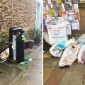 Frome Town Councillor Nick Dove with overflowing bins in the town. Picture: FTC