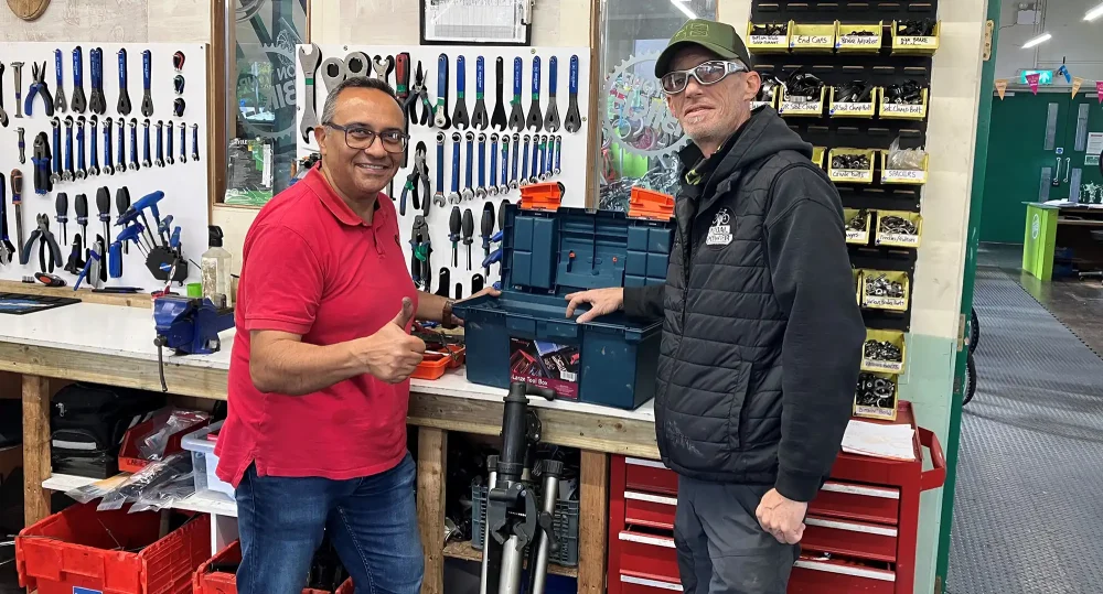 Houman and Duncan at On Your Bike in Bridgwater