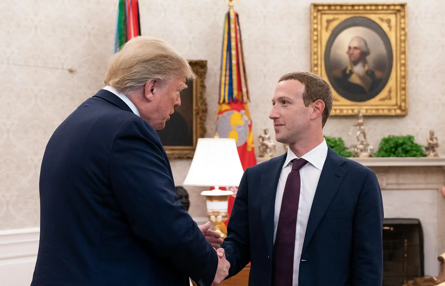 Mark Zuckerberg meets President Donald Trump at the White House in 2019. Picture: The White House