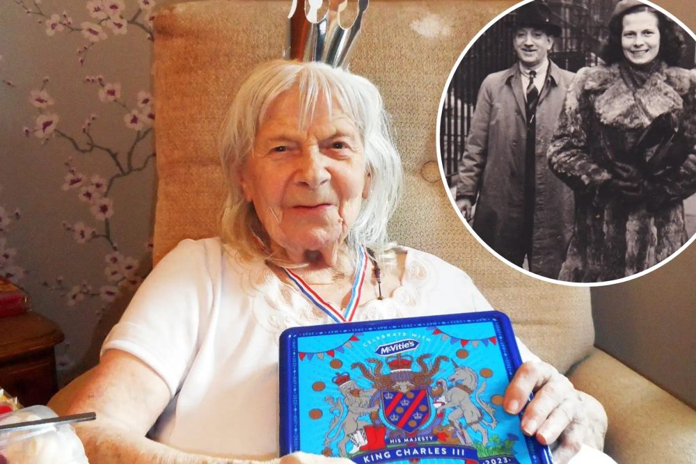 Erna at Frome Nursing Home and inset, with husband George