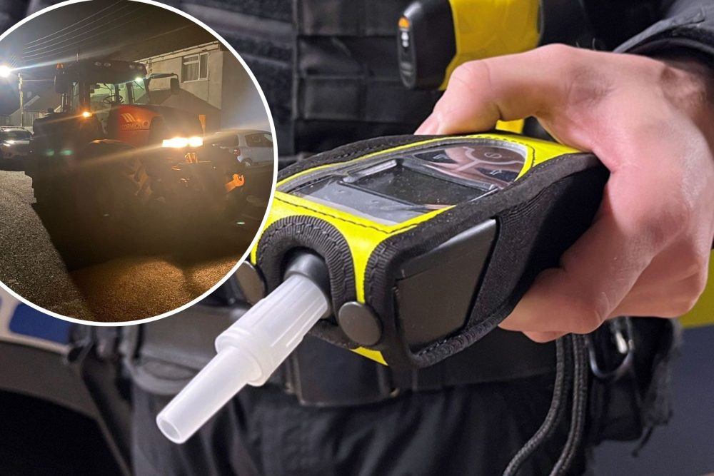 Police stopped a tractor in Street on Saturday night. Pictures: Avon & Somerset Police