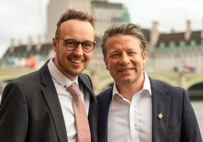 Yeovil MP Adam Dance with celebrity chef, Jamie Oliver