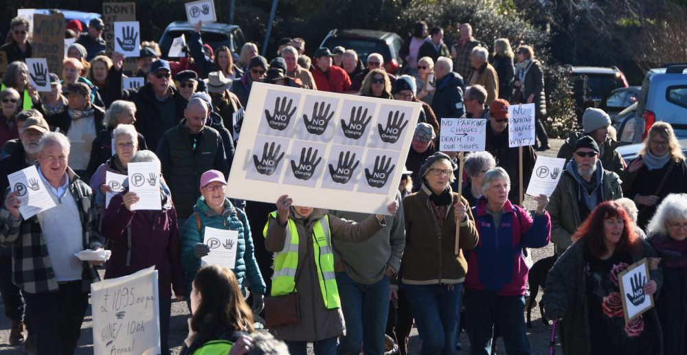 Around 100 people turned up to protest the planned changes in Wiveliscombe at the weekend Picture: Julian Mellor