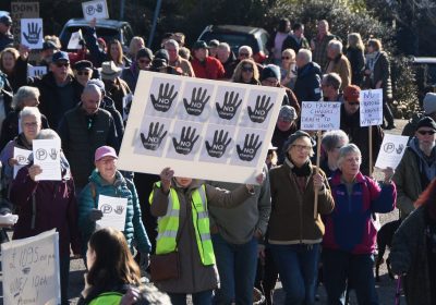 Around 100 people turned up to protest the planned changes in Wiveliscombe at the weekend Picture: Julian Mellor