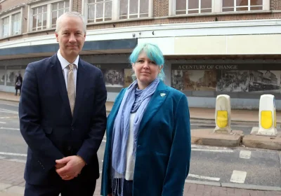 MP Gideon Amos and Taunton Town Councillor Amber Packer-Hughes