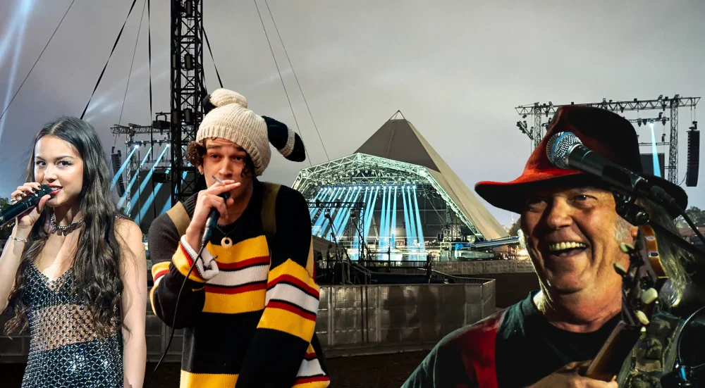 Olivia Rodrigo, The 1975 and Neil Young will headline the Pyramid Stage at Glastonbury 2025. Pictures: Raph_PH/Paul Jones/Leveller