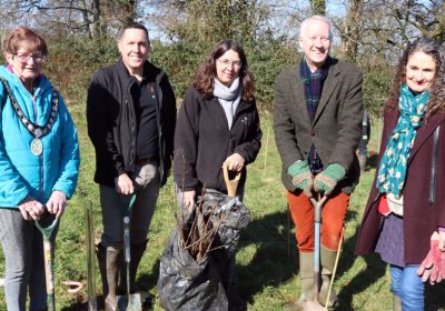 Councillor Lloyd, Darren Hill (open spaces manager at WTC), Rosie Walker (regional external affairs officer at Woodland Trust), with Gideon Amos and his wife Carol Picture: Gideon Amos