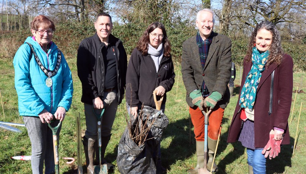 Councillor Lloyd, Darren Hill (open spaces manager at WTC), Rosie Walker (regional external affairs officer at Woodland Trust), with Gideon Amos and his wife Carol Picture: Gideon Amos