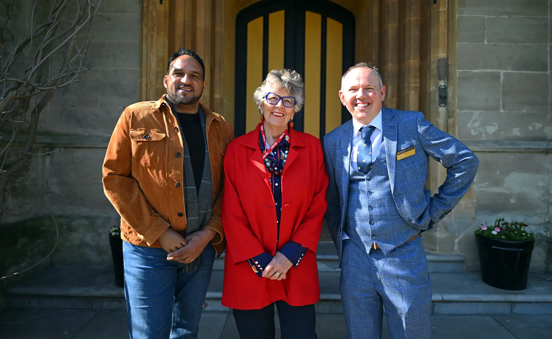 Chef Michael Caines MBE, Dame Prue Leith, and Joe Mann, head of Food, Art & Design at Queen’s College