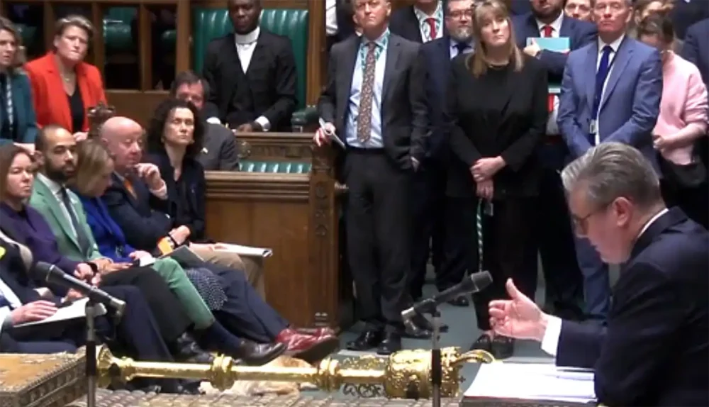 Glastonbury & Somerton MP Sarah Dyke listens to Prime Minister Sir Keir Starmer answering her question at PMQs. Picture: Parliament TV