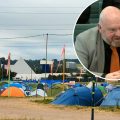 Somerset Council leader Bill Revans, inset, jokingly suggested a 'tourist tax' on Glastonbury tents. Pictures: Paul Jones/Leveller/Parliament TV
