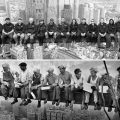 Denton-Powell workers, top, recreated the famous New York photograph, bottom, taken in 1932