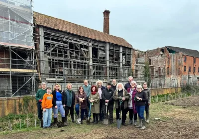 Volunteers planted the new bat corridor at the Baily's Buildings in Glastonbury
