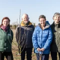 Nature Minister Mary Creagh, blue coat, unveiled plans for the Western Forest