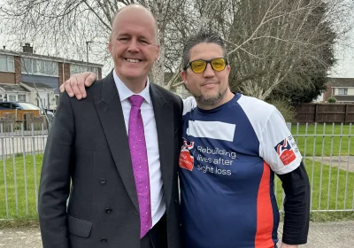 Bridgwater MP Ashley Fox, left, with veteran Wayne Pope