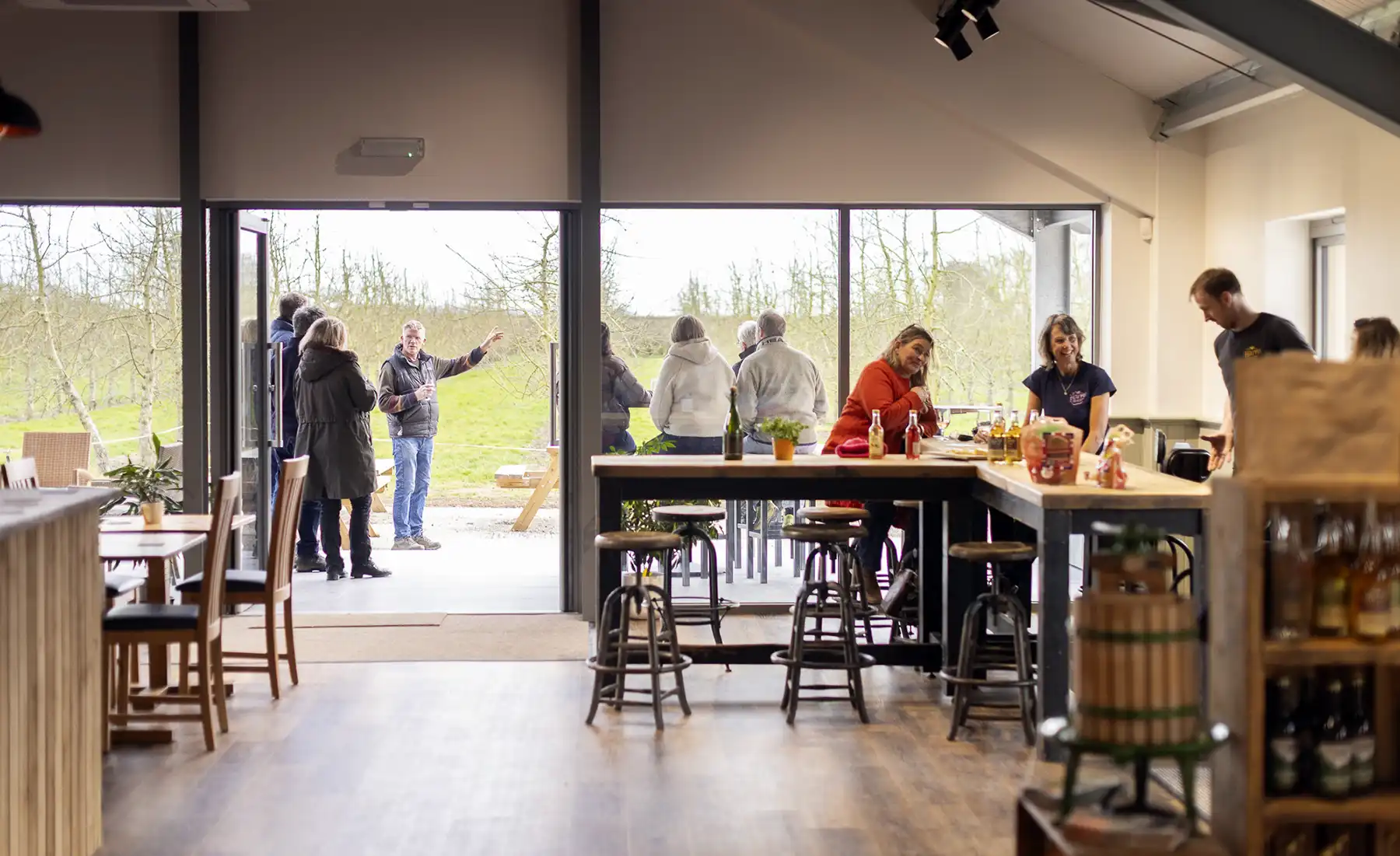 The new Harry's Cider taproom overlooks the orchards at Long Sutton, near Langport