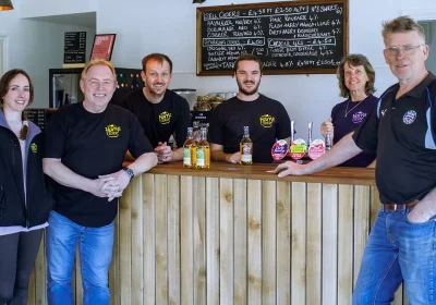The Harry's Cider team in the new taproom at Long Sutton, near Langport