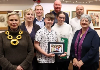 Members of Pauline’s family with Rachel Gilmour MP, Jeremy Browne, Cllr Ros Henley and Jackie Ballard