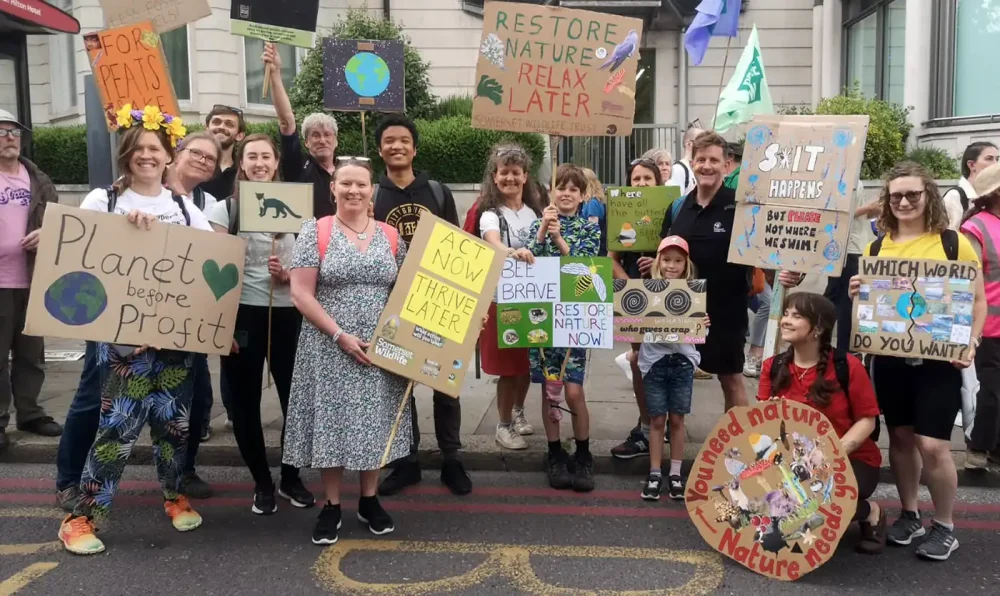 SWT Youth Forum members at the Restore Nature Now demonstration in London. Picture: SWT