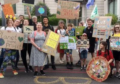 SWT Youth Forum members at the Restore Nature Now demonstration in London. Picture: SWT