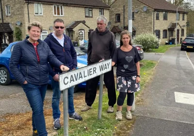 MP Sarah Dyke with Wincanton residents who have been hit with 'crippling' service charges