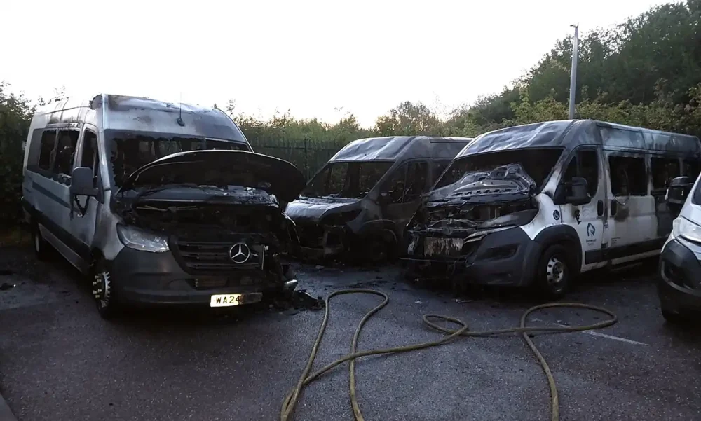 Seven vehicles were damaged by fire at the park and ride in Silk Mills, Taunton. Picture: Avon & Somerset Police
