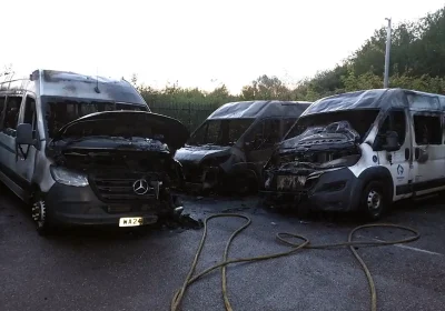 Seven vehicles were damaged by fire at the park and ride in Silk Mills, Taunton. Picture: Avon & Somerset Police