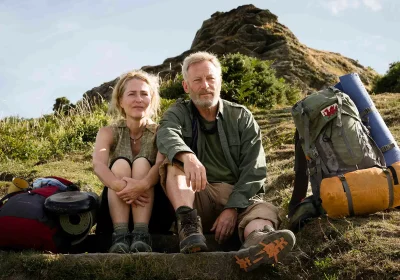 Gillian Anderson and Jason Isaacs in The Salt Path, filmed across Somerset