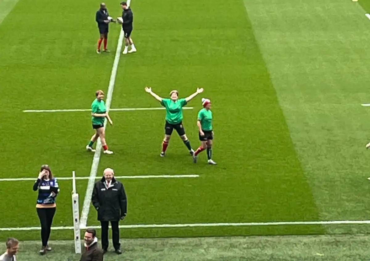 Ms Dyke enjoying her time on the hallowed turf at Twickenham