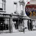 The Hatchers store in Taunton High Street circa 1900 and, inset, in 2025