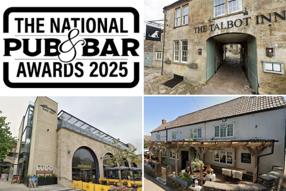 The Talbot Inn at Mells, top right, Ludo in Bath, bottom left, and The Swan at Rowberrow are up for the award in Somerset. Pictures: Google/National Pub & Bar Awards